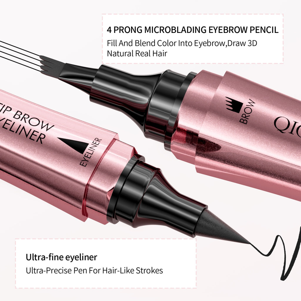 Double-headed 3D Micro-carved Liquid Four-fork Eyebrow Pencil Eyeliner 2-in-one Dual-purpose Eye eprolo