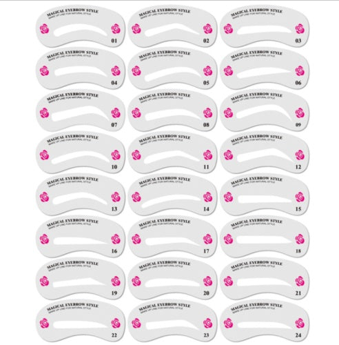 Eyebrow Stamp Stencil Kit, 24 Pc Eyebrow Shaping Stencils, Long-lasting Eyebrow Brow Definer, Perfect Make-up Reusable Kit Maisonore