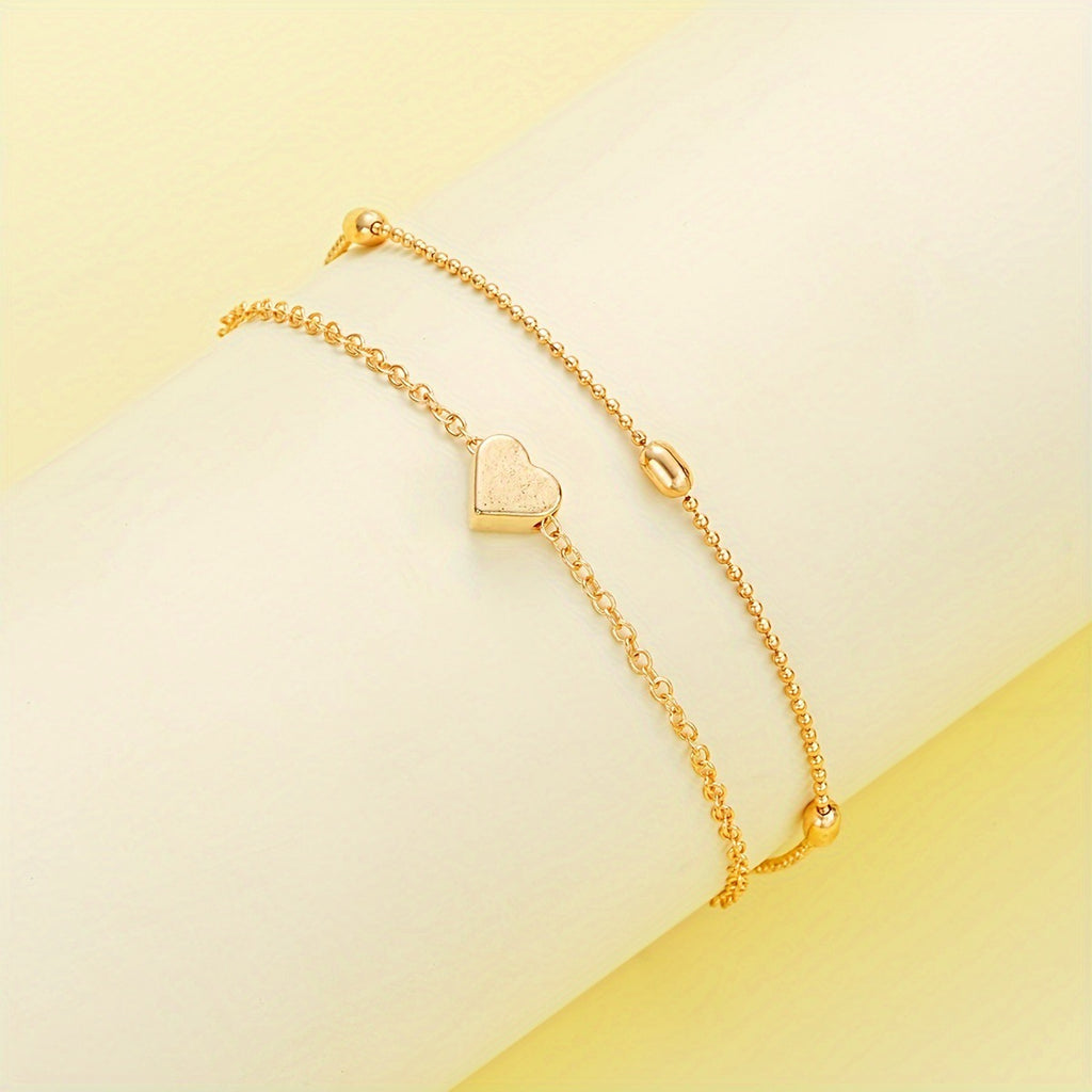 Double-layer Stacked Bag Round Beads Love Pearl Bracelet Necklace Jewelry Set Maisonore