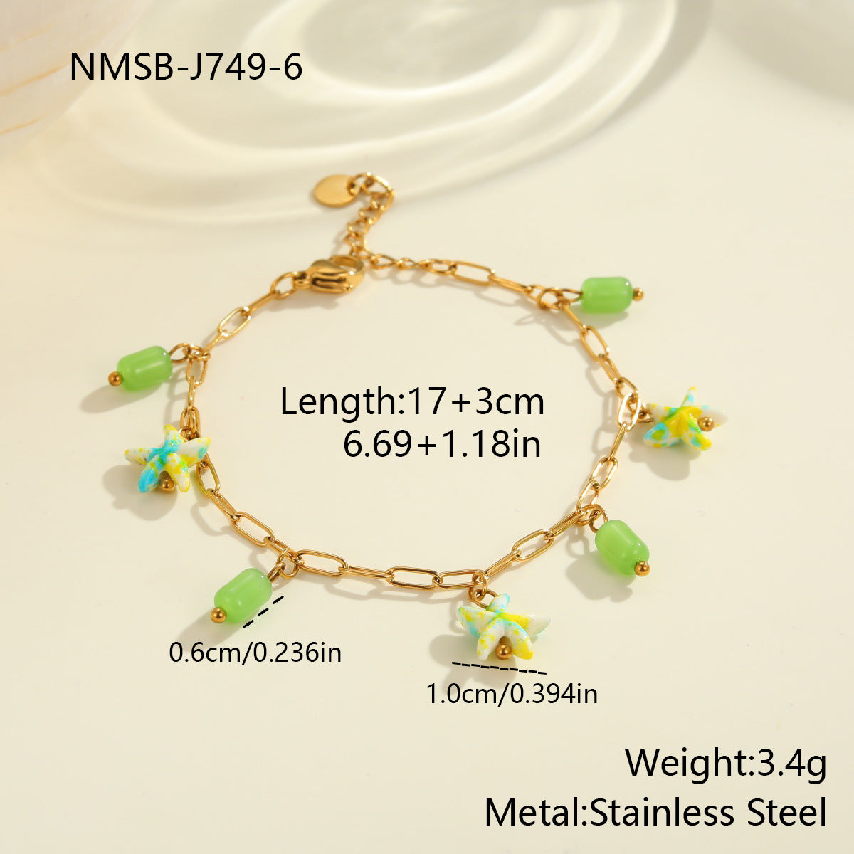 Colorful Starfish Stainless Steel Necklace Non-fading Ocean Style Bracelet Maisonore