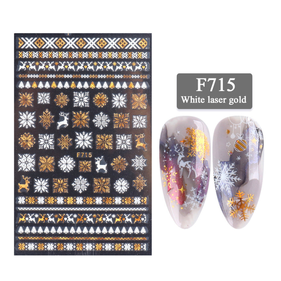 New Nail Stickers 3D Christmas Series Two-color Golden Laser Snowflake Thin Stickers Nail Art Design Nail Art Stickers Maisonore