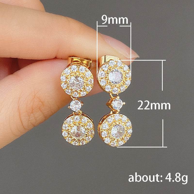 Women's Metal Diamond Round Zircon Stud Earrings Maisonore