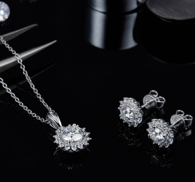 925 Silver Necklace Earring Bracelet Three Piece Set Maisonore