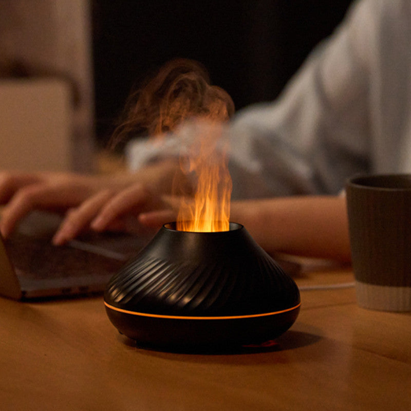 Newest RGB Flame Aroma Diffuser 130Ml 3d Colorful Flame Humidifier Fire Volcano Diffuser Flame Maisonore
