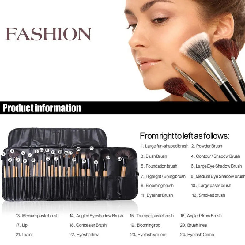 Gift Bag Of 24 Pcs Makeup Brush Sets Professional Cosmetics Brushes Eyebrow Powder Foundation Shadows Pinceaux Make Up Tools Maisonore