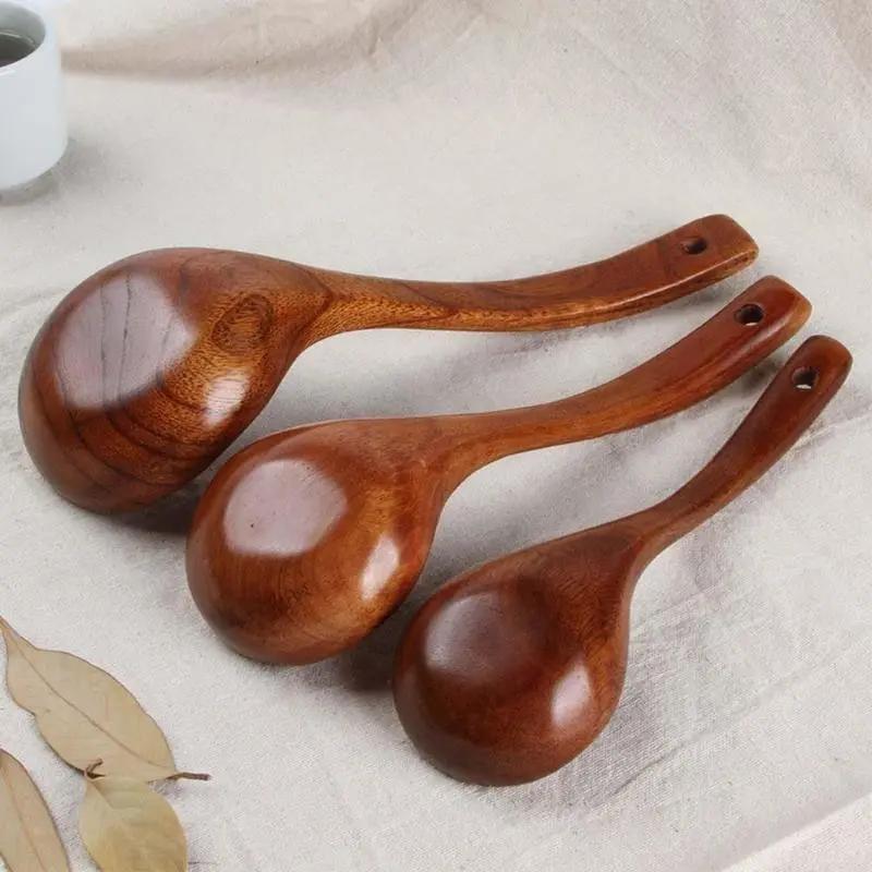 Long Handled Wooden Soup Spoons Bamboo  Wood  Kitchen Cooking Utensil Tools eprolo