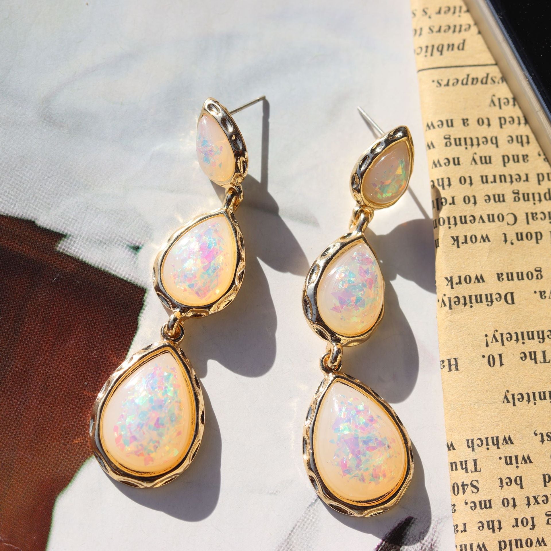 Temperamental Personalized And All-match Resin Colorful Water Drop Ear Studs Maisonore