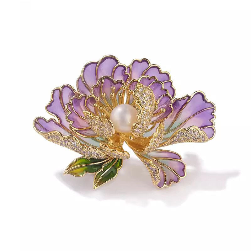 High-end Women's Exquisite Chinese-style Pearl Ornament Peony Brooch Maisonore