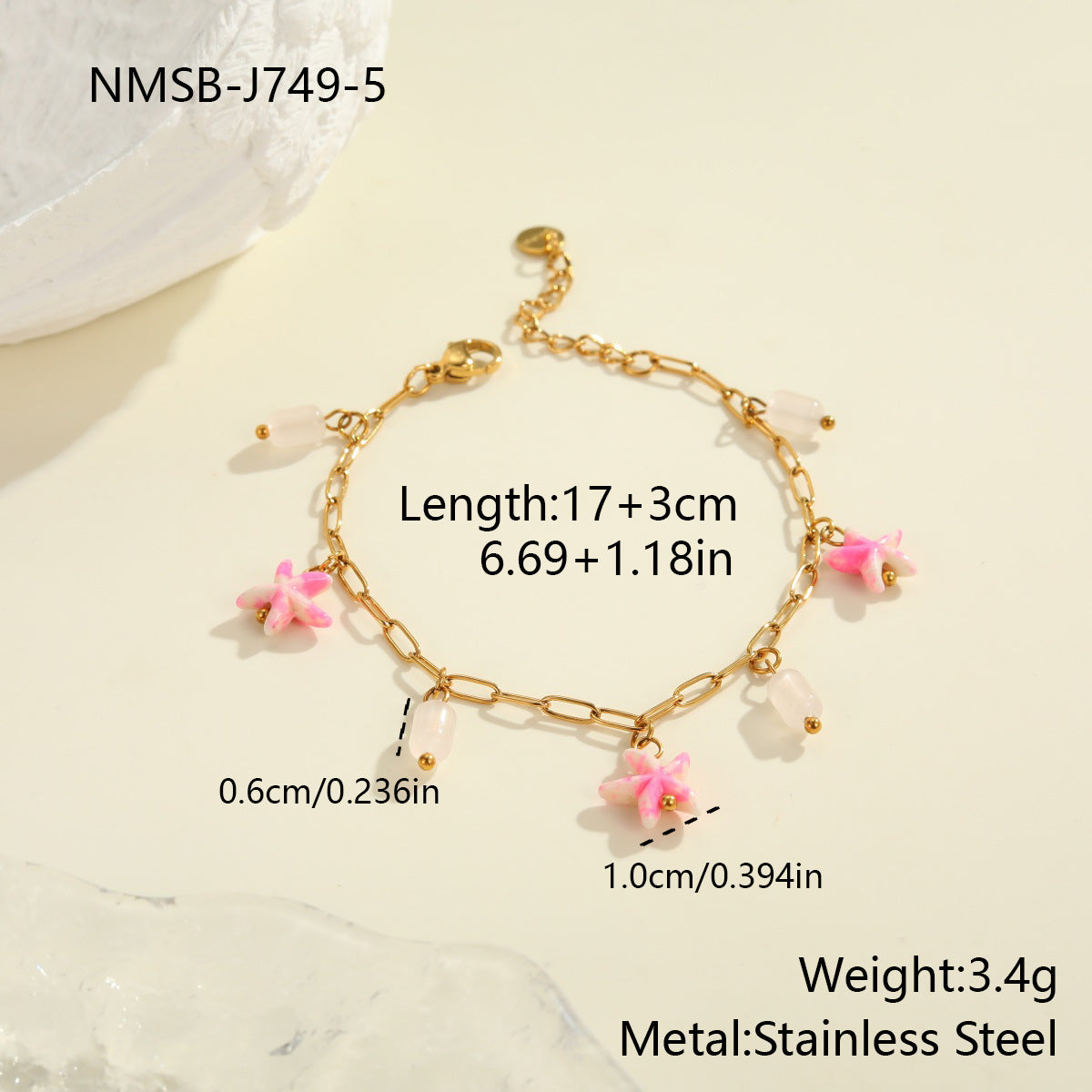 Colorful Starfish Stainless Steel Necklace Non-fading Ocean Style Bracelet Maisonore