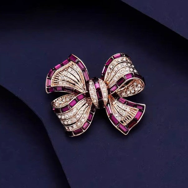 New Purplish Red Bow Alloy Brooch High Sense Maisonore