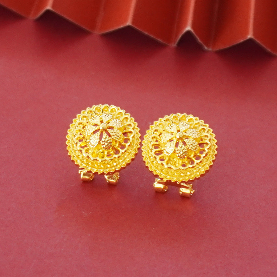 Landscape Middle East Flower Design Gold-plated Necklace Pendant Earring Ring Jewelry Suit Maisonore