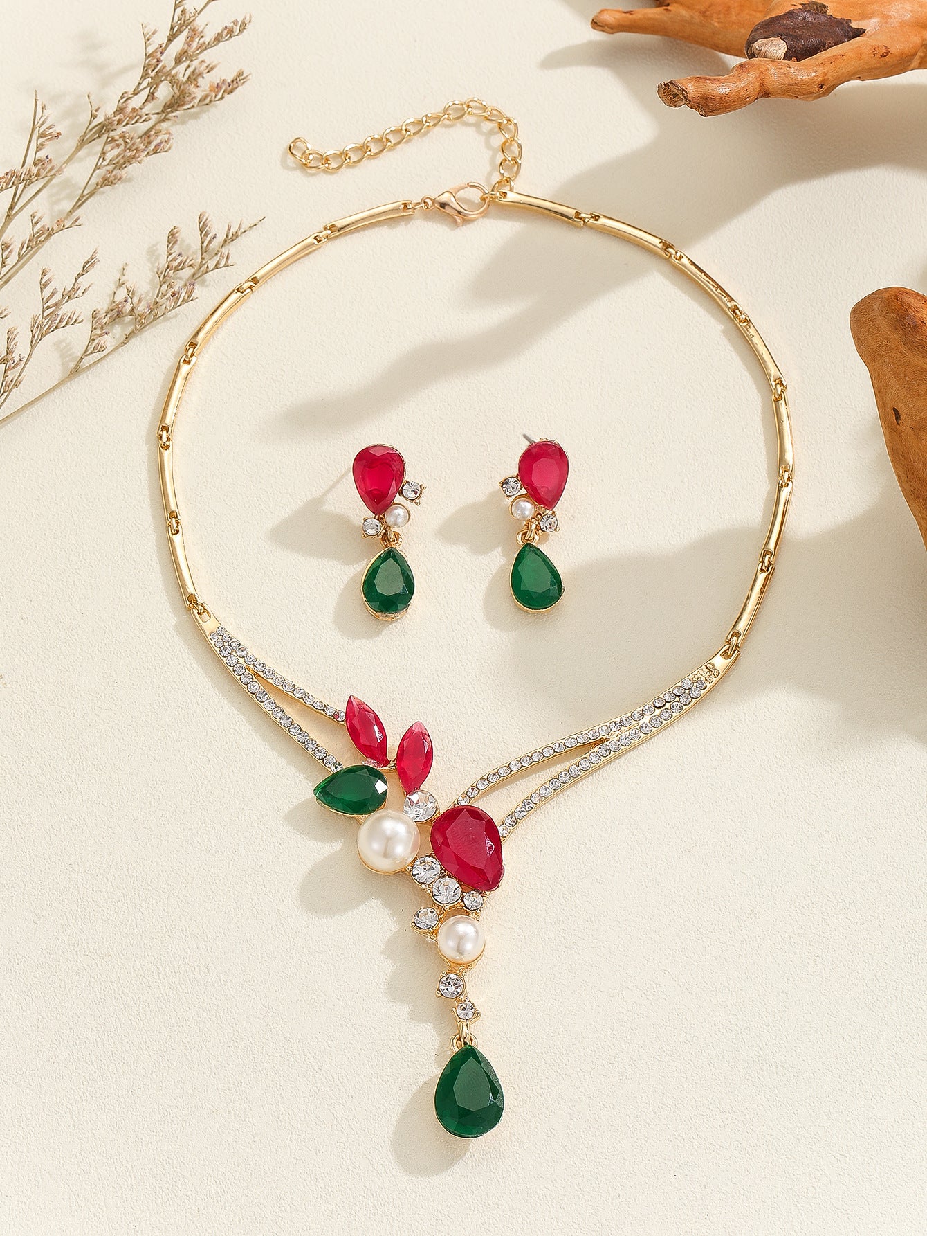 Colorful Indian Style Earrings Necklace For Women Wedding Decoration maisonore shop