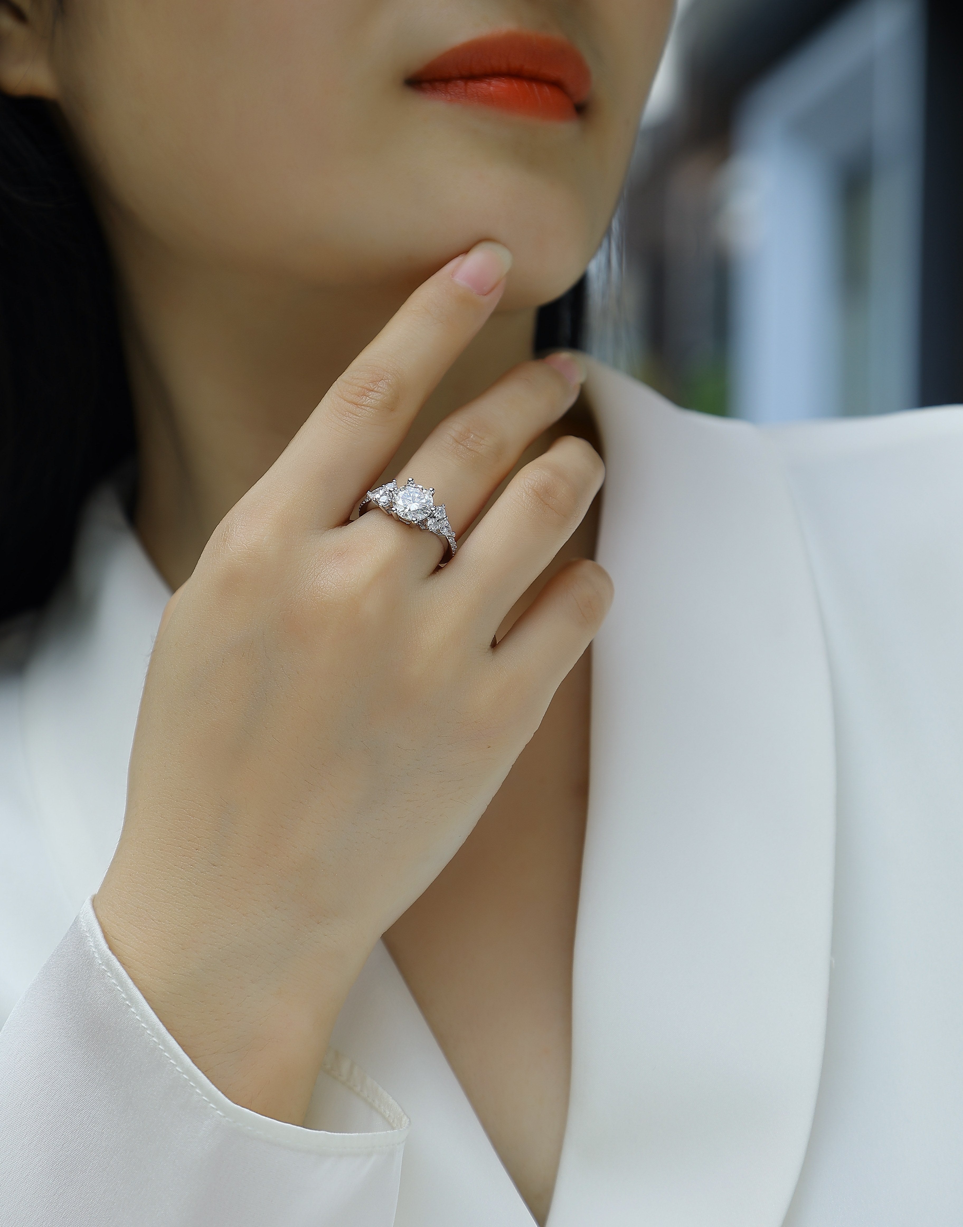 Perfect Encounter - A Wedding Ring Set With 2-carat Top-quality Moissanite S925 Silver And Platinum-plated Diamond. The Ring Can Be Inspected With A Diamond Pen eprolo