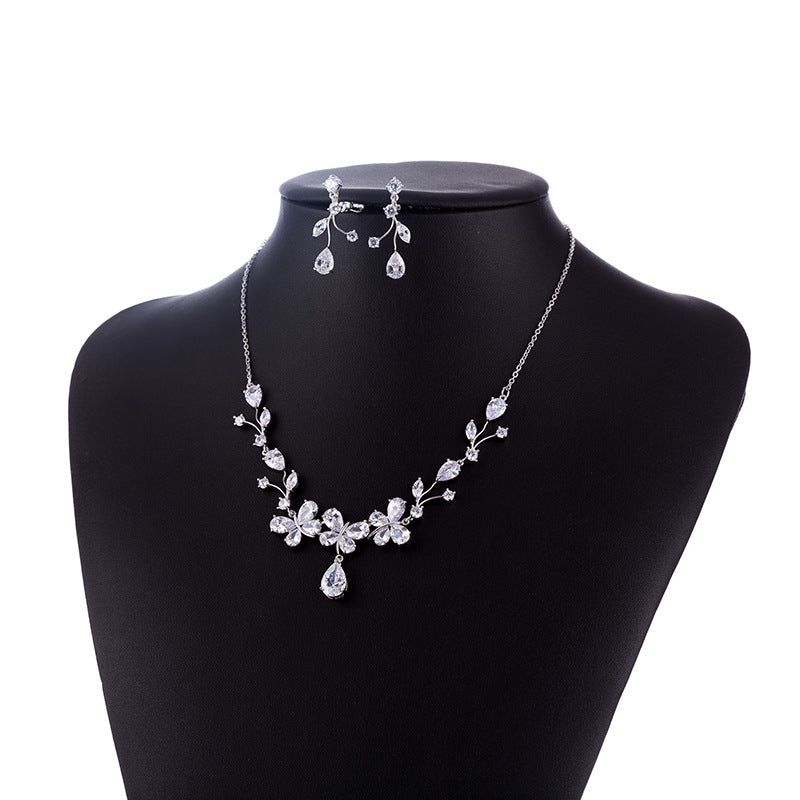 New Bridal Necklace And Earrings Suite Butterfly Zircon maisonore shop