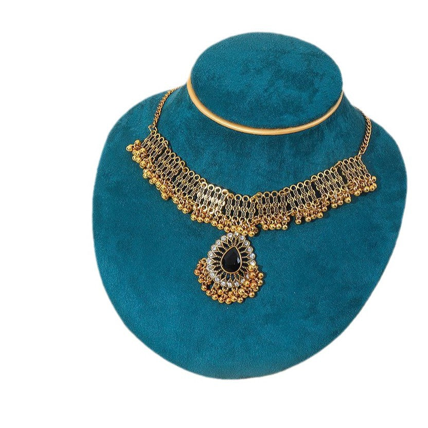 Indian Gem Pearl Pendant Tassel Three-piece Fashion Retro Maisonore