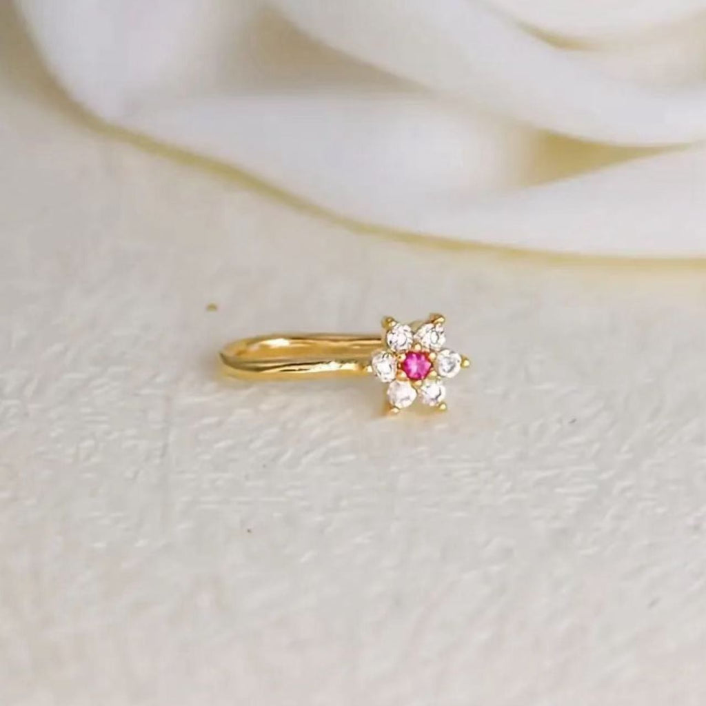 Cross Border Hexagonal Flower Zircon Micro-inlaid U-shaped Micro-inlaid Nose Ring maisonore shop