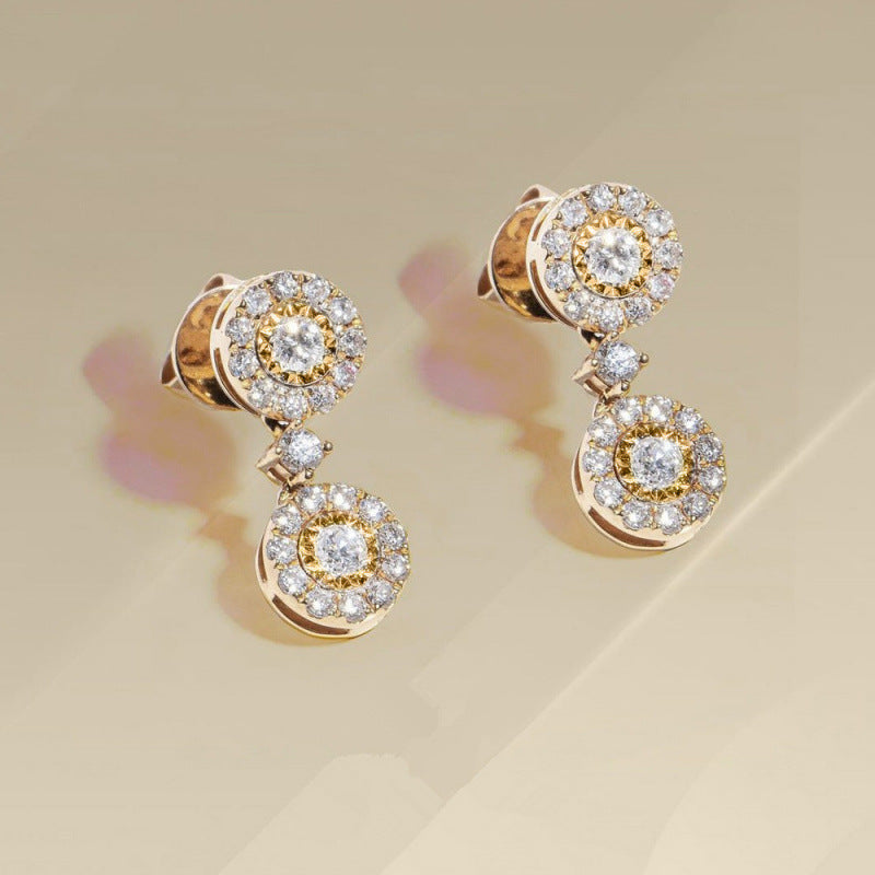 Women's Metal Diamond Round Zircon Stud Earrings Maisonore