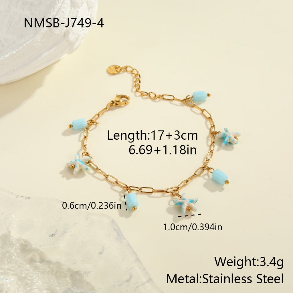 Colorful Starfish Stainless Steel Necklace Non-fading Ocean Style Bracelet Maisonore
