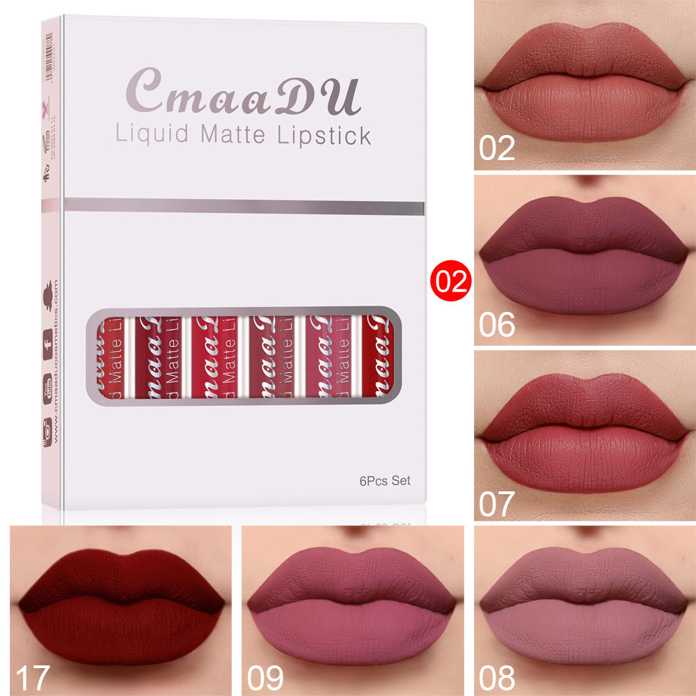 6 Boxes Of Matte Non-stick Cup Waterproof Lipstick Long Lasting Lip Gloss maisonore shop