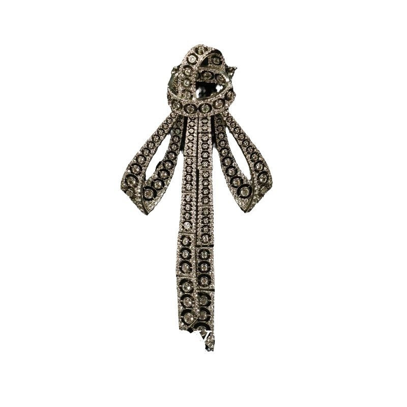 Exquisite And Versatile Heavy Industry Bow Inlaid Diamond Copper Wax Brooch Maisonore
