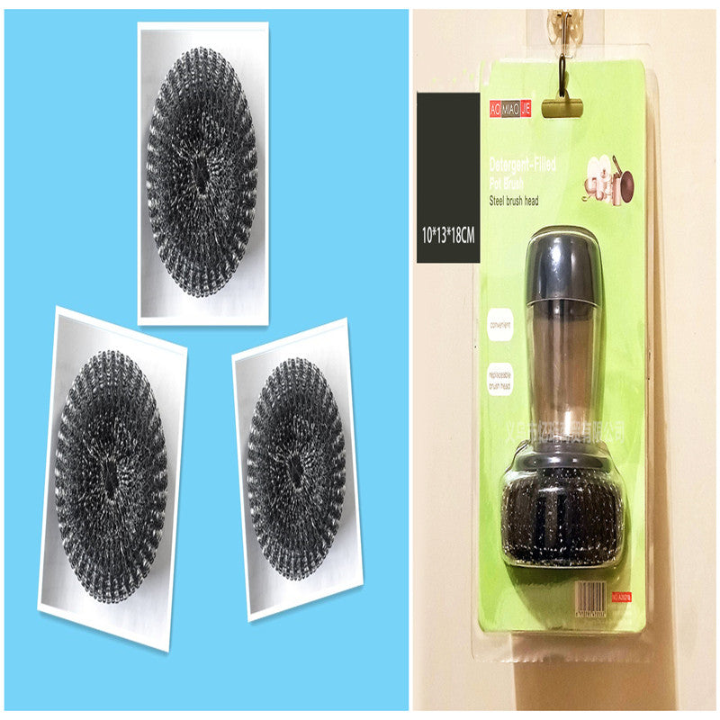 Kitchen Soap Dispensing Palm Brush Cleaner Push-type Brush Kitchen Detergent Tools Maisonore