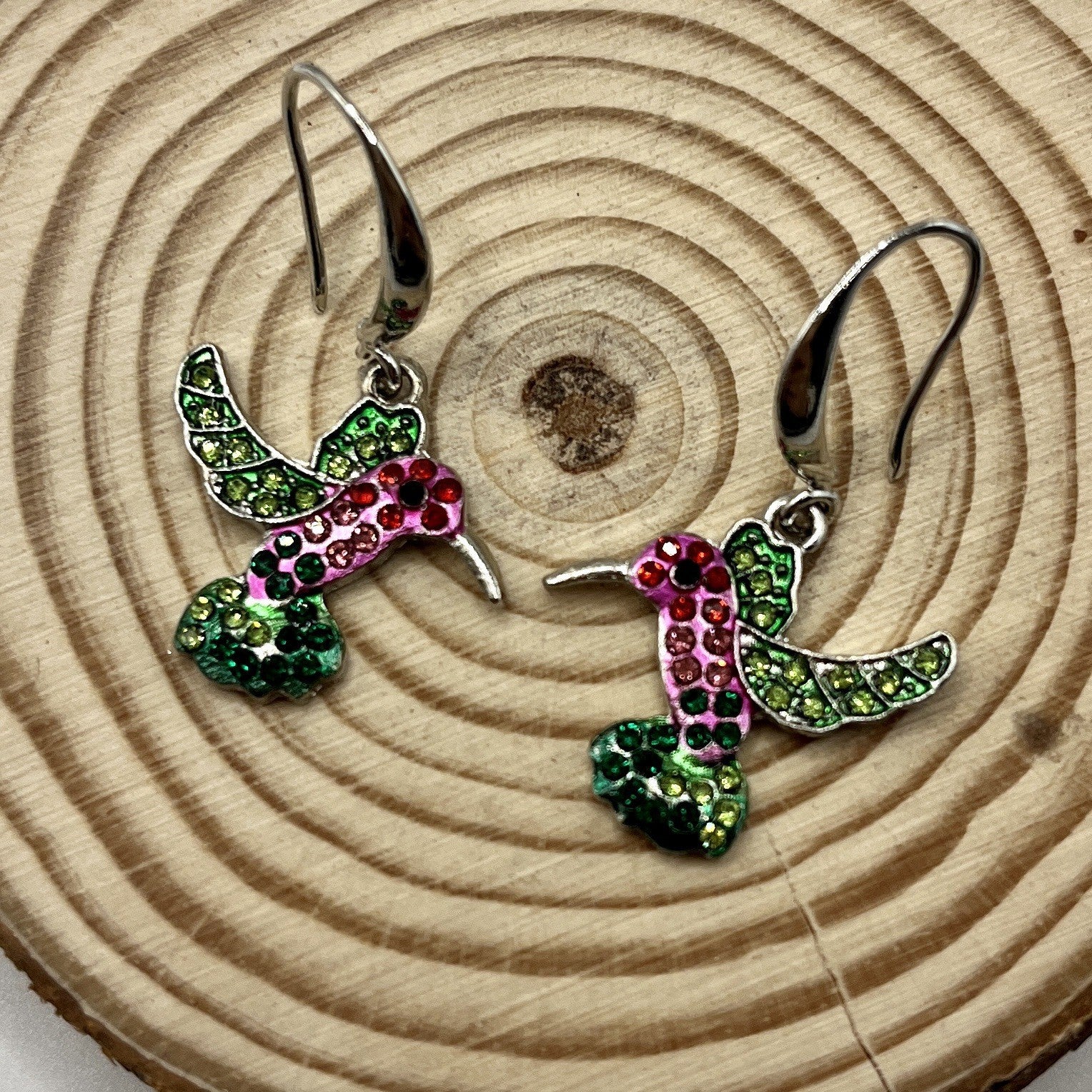 European And American Retro Creative Colorful Hummingbird Shape Diamond Fashion Women's Earrings Maisonore