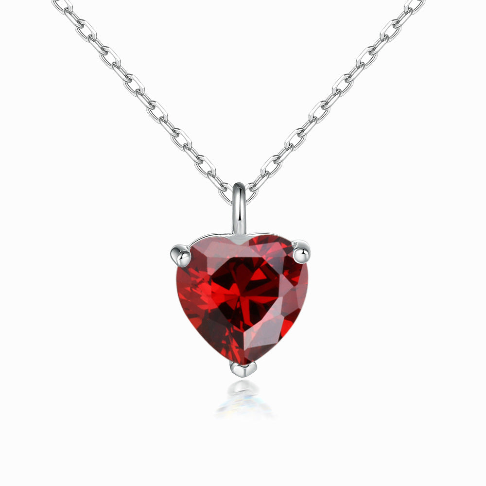 Simple Heart-shaped Zircon Pendant Necklace Versatile Maisonore