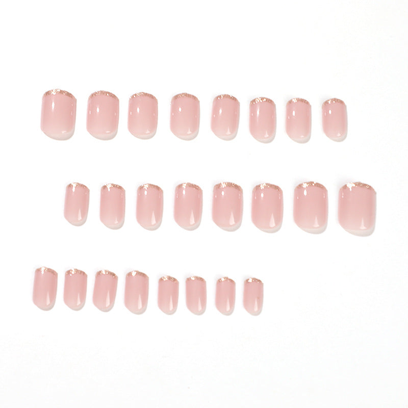 Mid-Length Press On False Nails Gradient Easy Wear Franch Reusable Natural Maisonore
