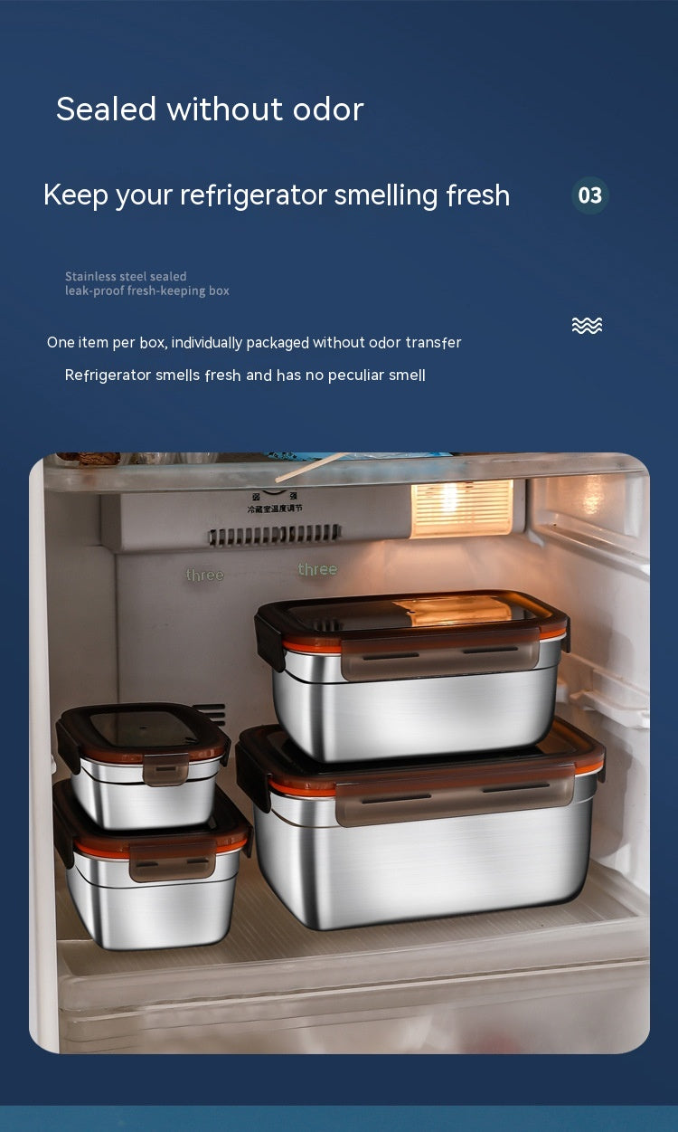 Stainless Steel Crisper Sealed Refrigerator Freezing Storage Box Maisonore