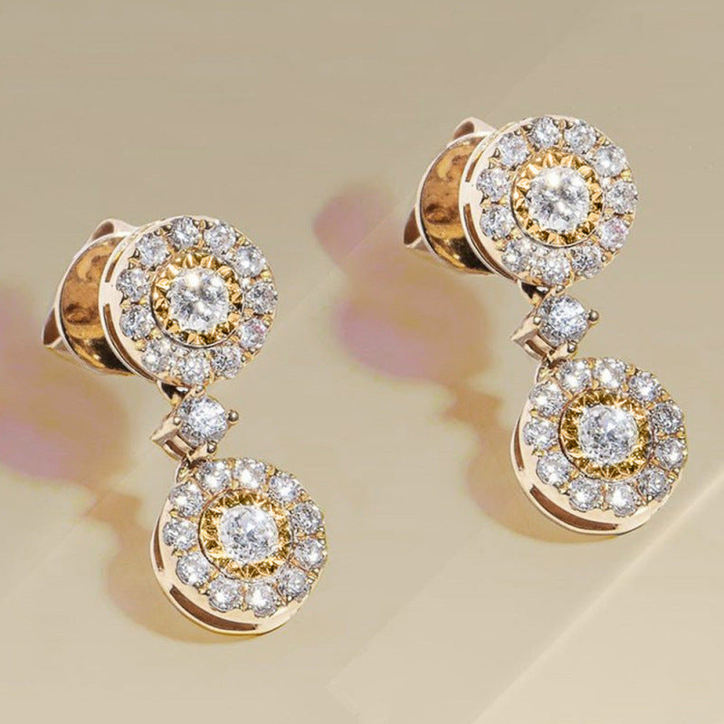 Women's Metal Diamond Round Zircon Stud Earrings Maisonore