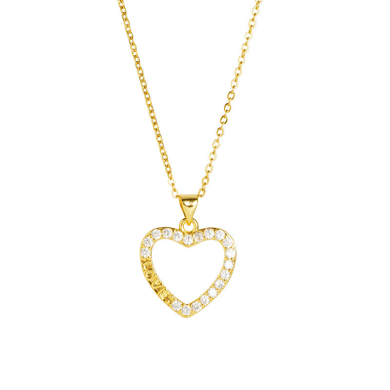Light Luxury Inlaid Heart-shaped Women's Niche Necklace Earrings Maisonore