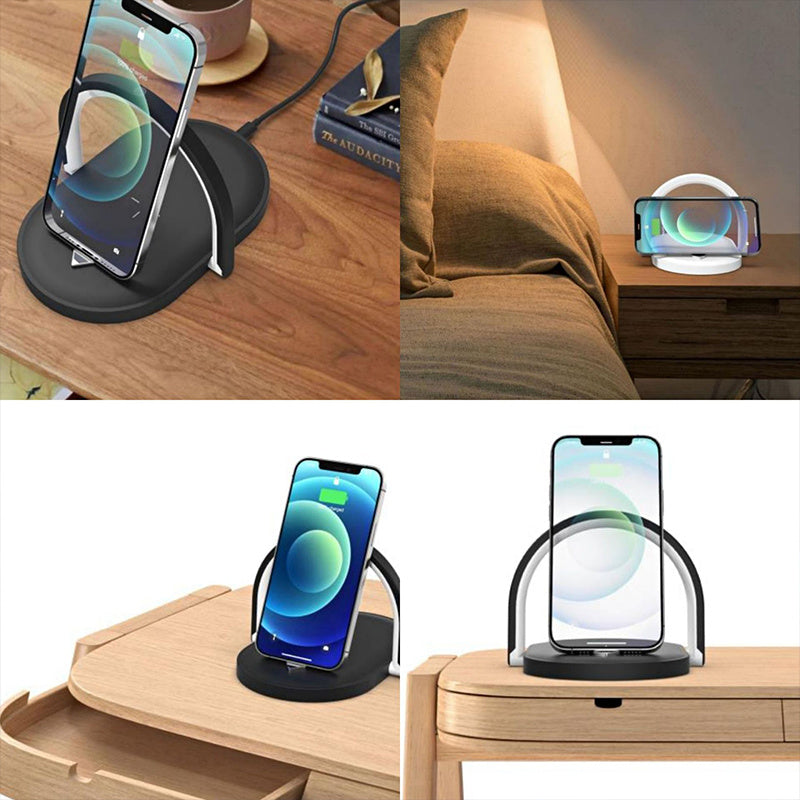 3 In 1 Foldable Wireless Charger Night Light Wireless Charging Station Stonego LED Reading Table Lamp 15W Fast Charging Light Maisonore