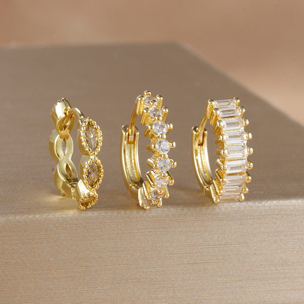 Multi-color Zircon Ear Hoop Set, Popular Fashion Trendy Exquisite Ins-style New Earrings eprolo