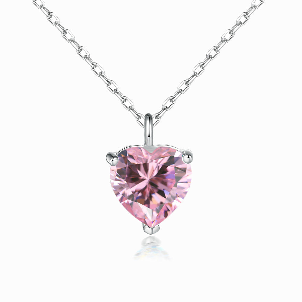 Simple Heart-shaped Zircon Pendant Necklace Versatile Maisonore