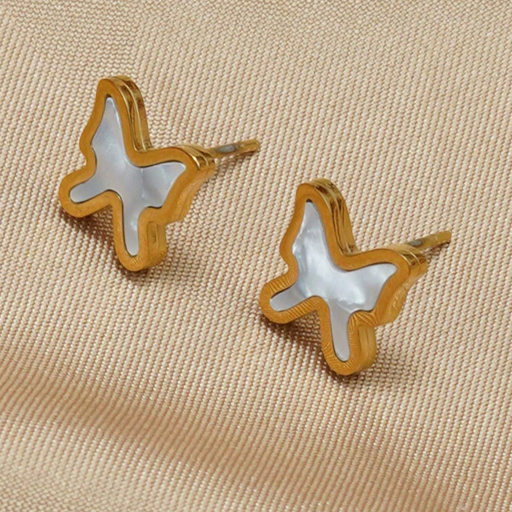 Lxalry 18K Gold Plated Stainless Steel Butterfly & Heart Jewelry Set For Women - Waterproof Hypoallergenic Necklace & Earrings, Elegant Gift For Girlfriend, Birthday, Wedding, Daily Wear maisonore shop