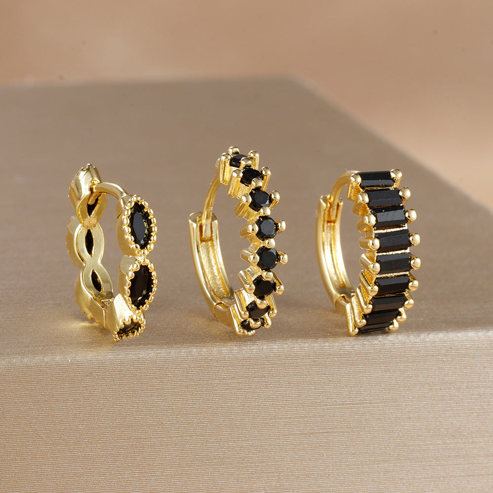 Multi-color Zircon Ear Hoop Set, Popular Fashion Trendy Exquisite Ins-style New Earrings eprolo