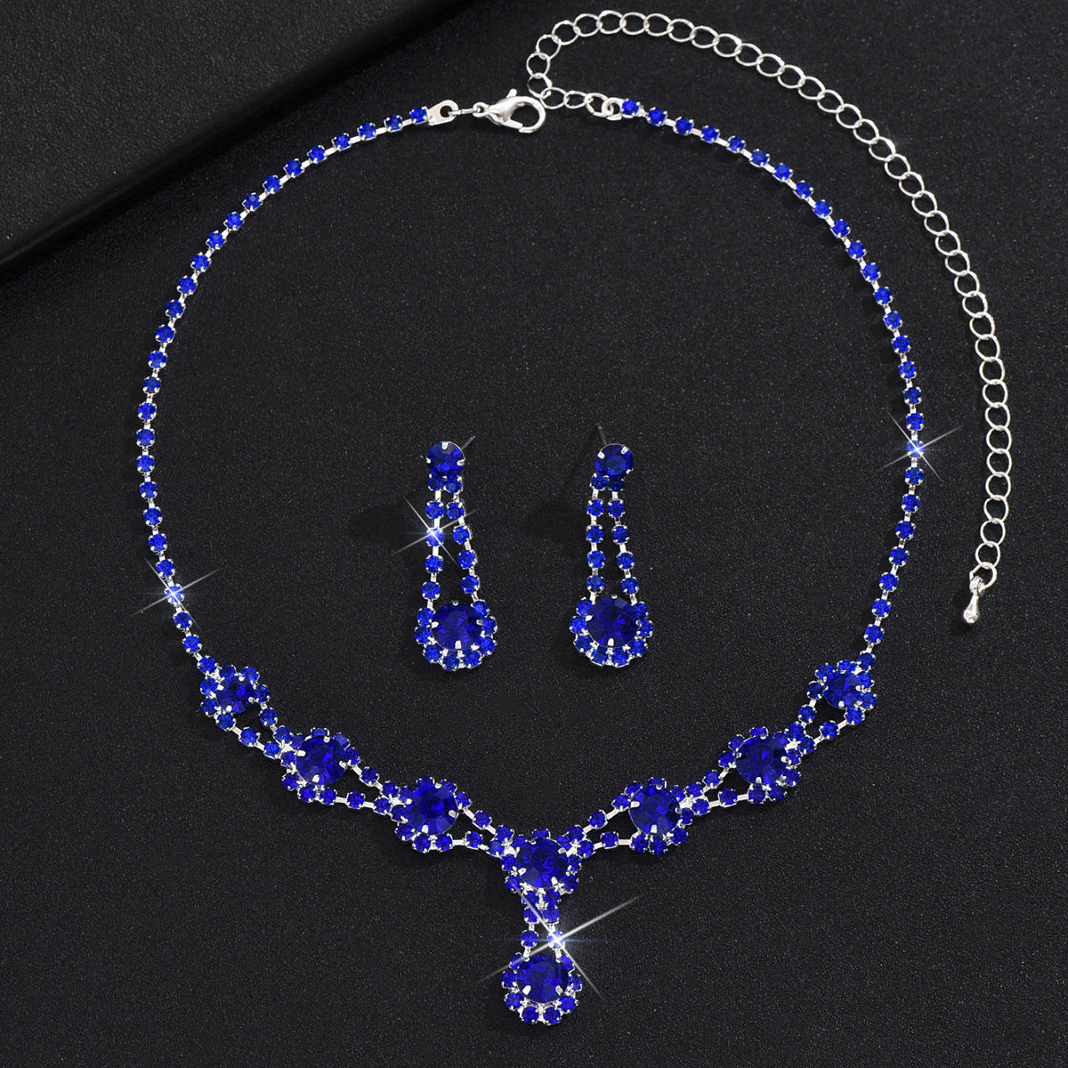 Hot Selling Simple High-grade Rhinestone Crystal Necklace Earrings maisonore shop