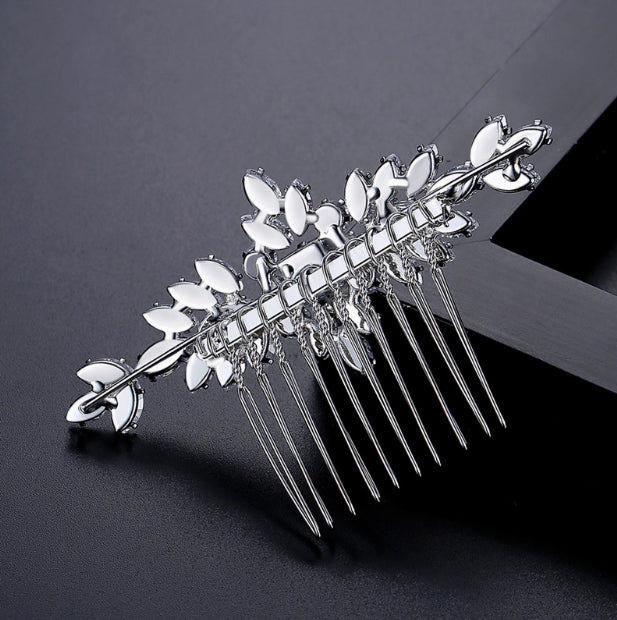 S925 Pure Silver Moissanite Fashionable New Bride Hair Comb Light Luxury Headwear Maisonore