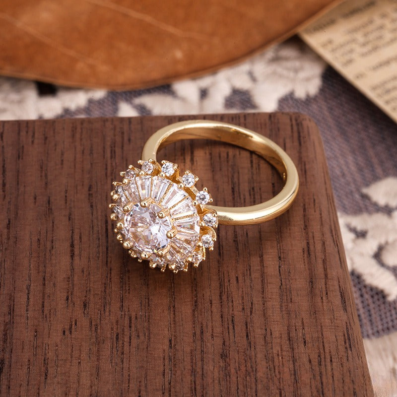 Temperament Super Shiny SUNFLOWER Simple And Stylish Personality Ring Maisonore