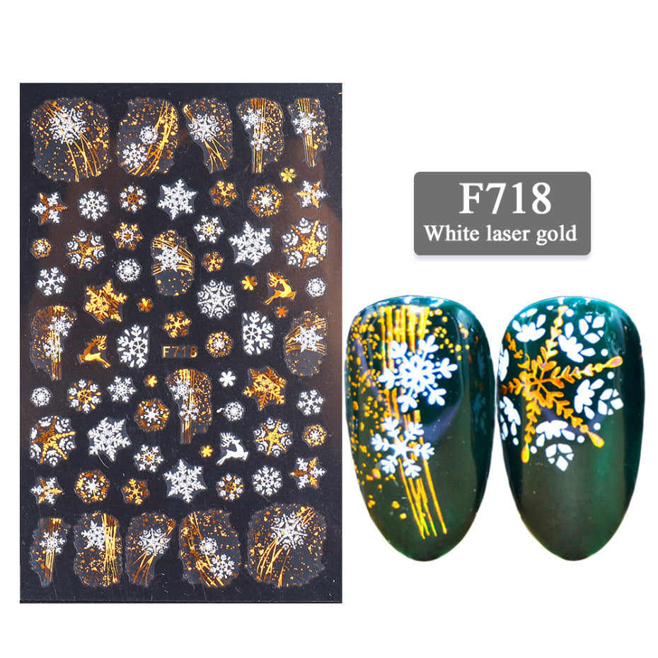 New Nail Stickers 3D Christmas Series Two-color Golden Laser Snowflake Thin Stickers Nail Art Design Nail Art Stickers Maisonore