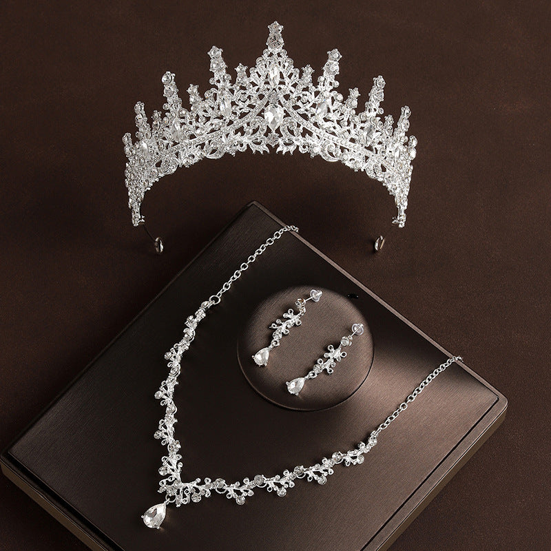 Retro Atmospheric Rhinestone Birthday Crown Hair Accessories Three-piece Suit maisonore shop