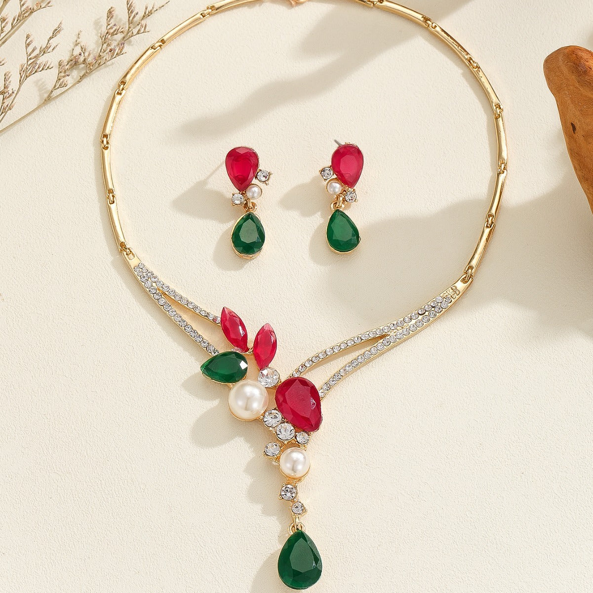 Colorful Indian Style Earrings Necklace For Women Wedding Decoration maisonore shop