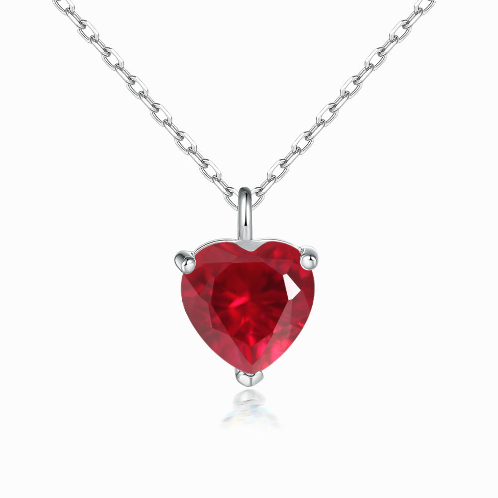 Simple Heart-shaped Zircon Pendant Necklace Versatile Maisonore