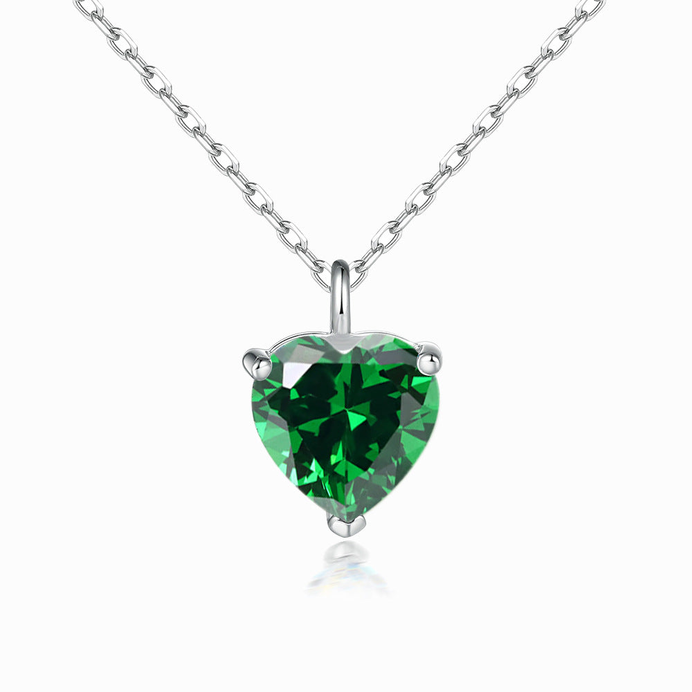 Simple Heart-shaped Zircon Pendant Necklace Versatile Maisonore