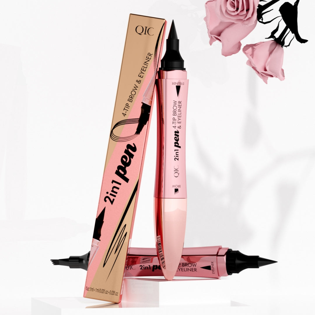 Double-headed 3D Micro-carved Liquid Four-fork Eyebrow Pencil Eyeliner 2-in-one Dual-purpose Eye eprolo