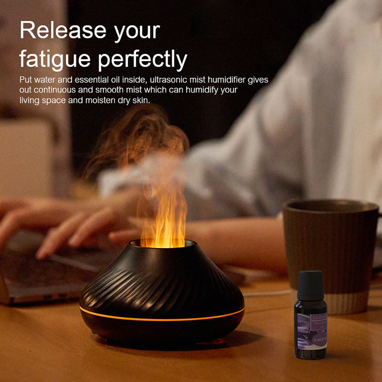 Newest RGB Flame Aroma Diffuser 130Ml 3d Colorful Flame Humidifier Fire Volcano Diffuser Flame Maisonore