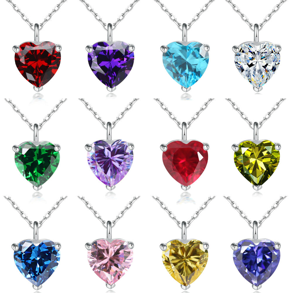 Simple Heart-shaped Zircon Pendant Necklace Versatile Maisonore