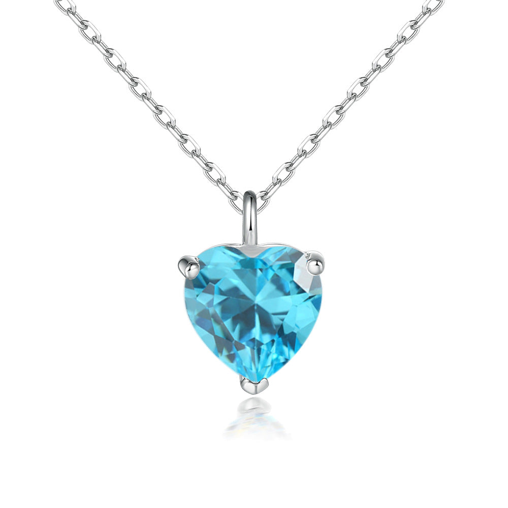 Simple Heart-shaped Zircon Pendant Necklace Versatile Maisonore