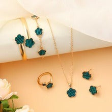 Five-leaf Flower Bracelet Necklace Five-leaf Flower Earrings Bracelet Necklace Set Maisonore
