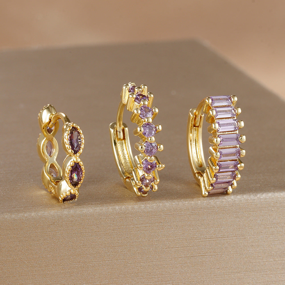 Multi-color Zircon Ear Hoop Set, Popular Fashion Trendy Exquisite Ins-style New Earrings eprolo